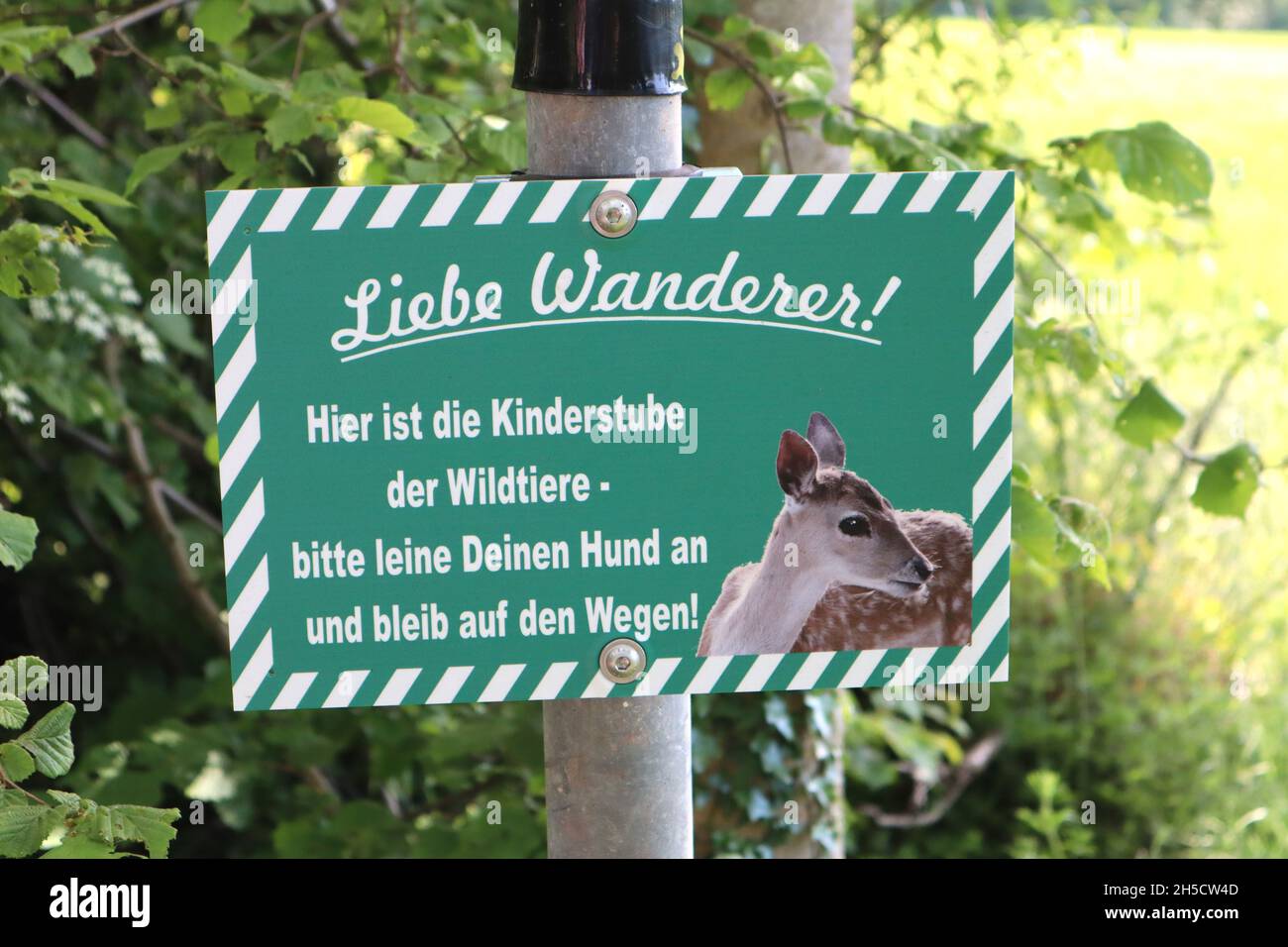Gamekeeping, plea for visitors to leash their dog, Germany Stock Photo