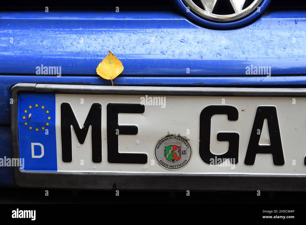 number plate MEGA, Germany, Mettmann Stock Photo