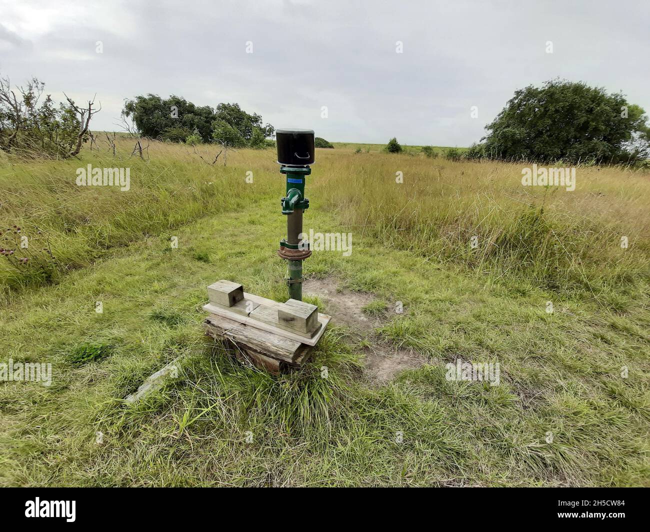 hand pump for drinking water and groundwater pumping on a North Sea island, Germany, Lower Saxony, Mellum Stock Photo
