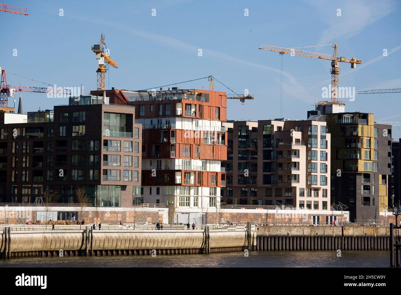 New buildings at the Hamburg port, Germany, Hamburg, Port of Hamburg Stock Photo