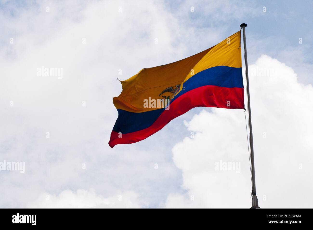National flag of Ecuador blowing in the wind, Ecuador Stock Photo