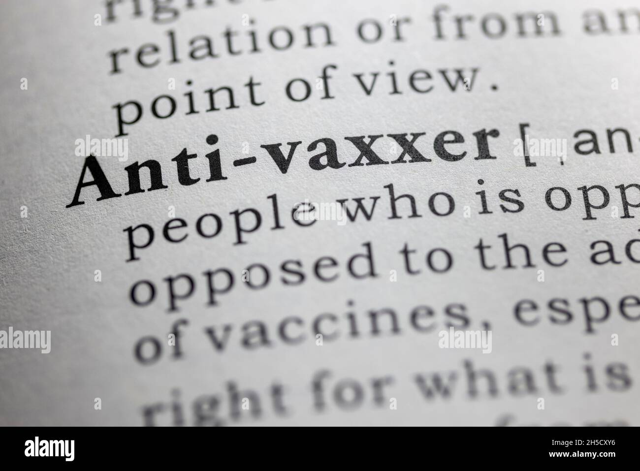 Fake Dictionary word, Dictionary definition of anti-vaxxers Stock Photo ...