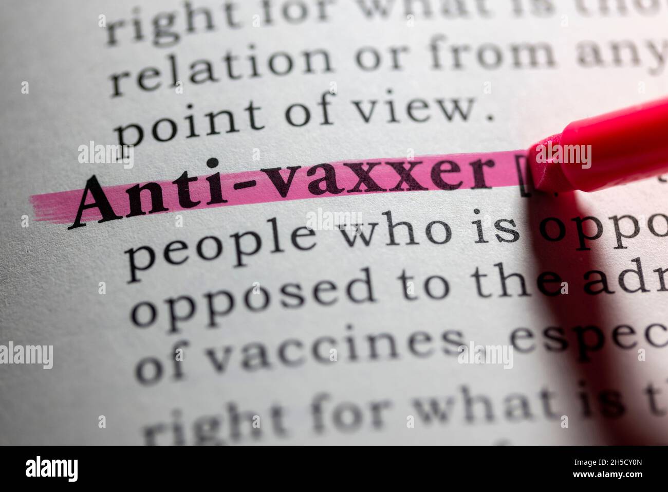 Fake Dictionary word, Dictionary definition of anti-vaxxers Stock Photo ...