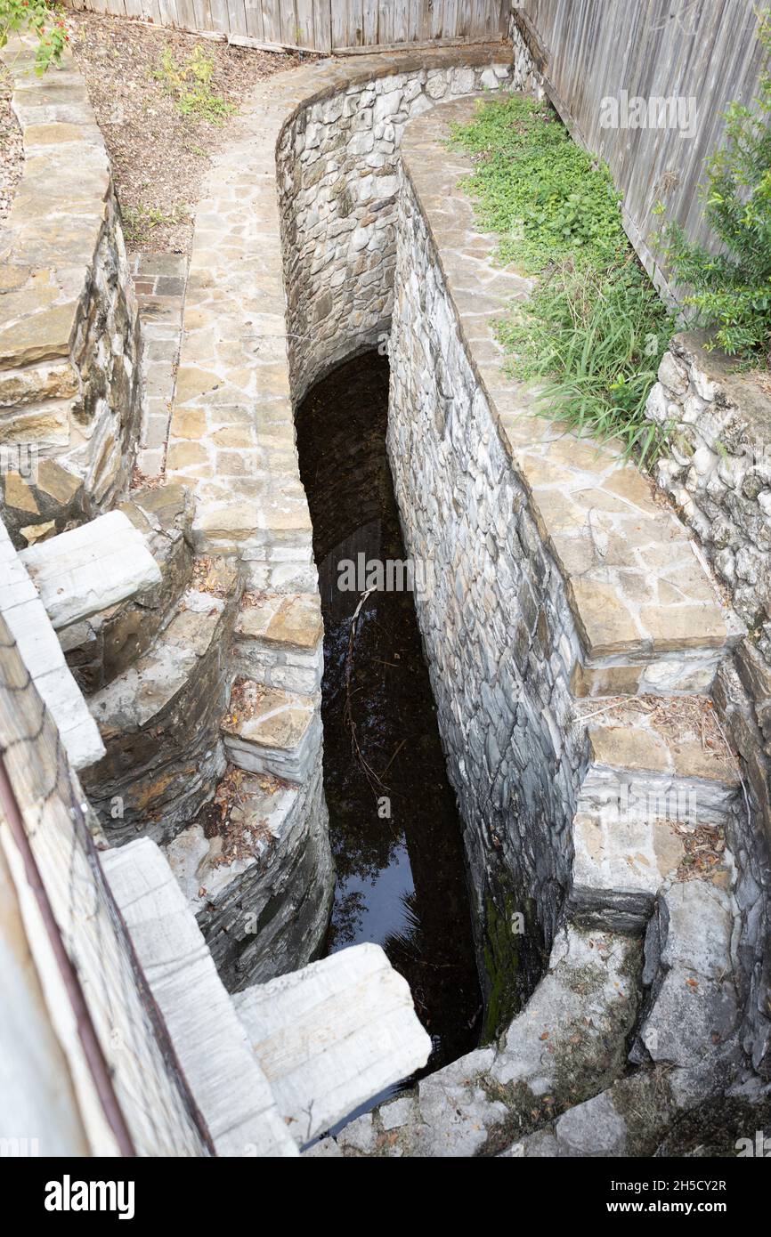 Acequias (irrigation ditches) at San Antonio Missions National Historic Park. Stock Photo