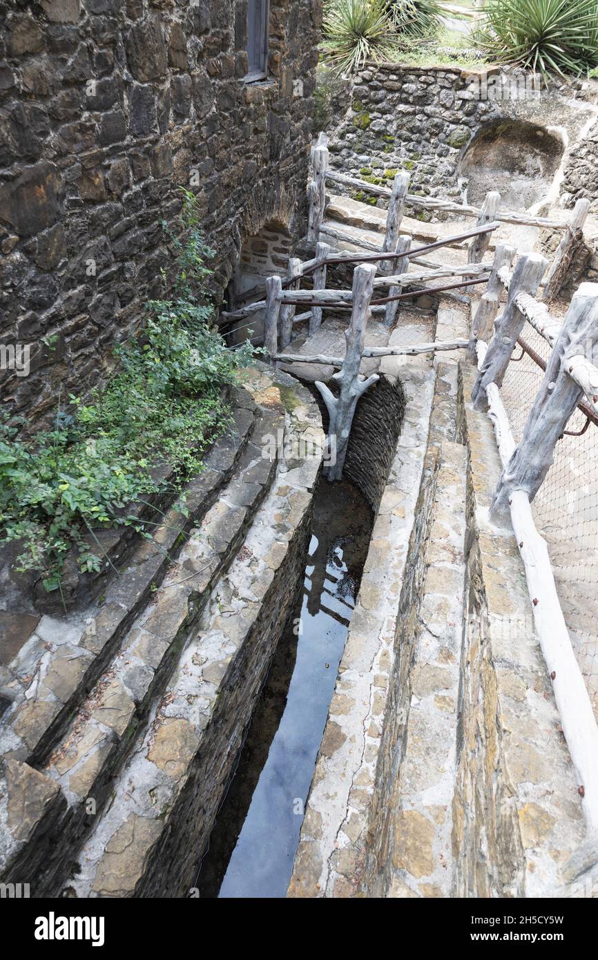 Acequias (irrigation ditches) at San Antonio Missions National Historic Park. Stock Photo