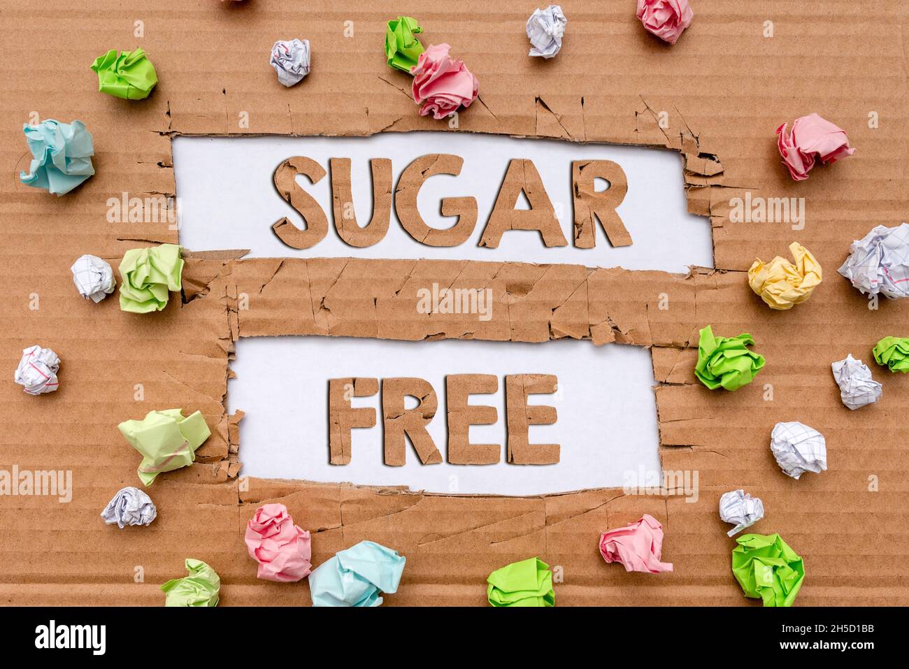 Conceptual display Sugar Free. Word Written on containing an artificial sweetening substance instead of sugar Forming New Thoughts Uncover Fresh Ideas Stock Photo