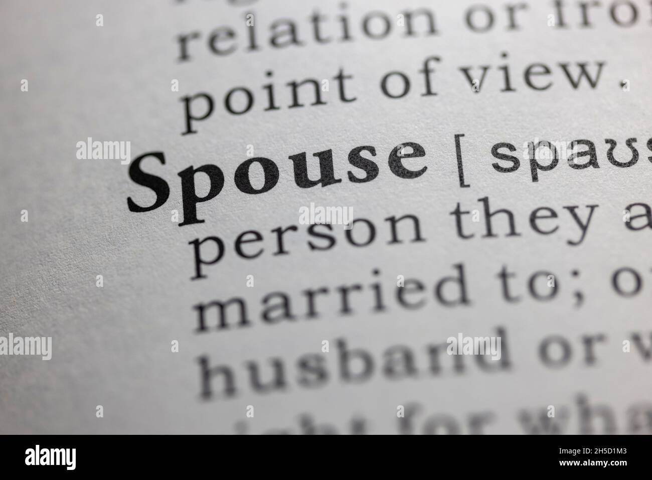 Fake Dictionary word, Dictionary definition of spouse Stock Photo