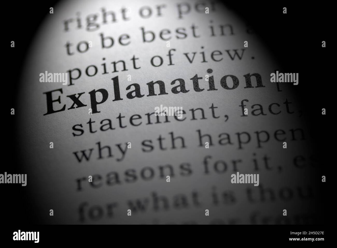 Fake Dictionary word, Dictionary definition of explanation Stock Photo ...