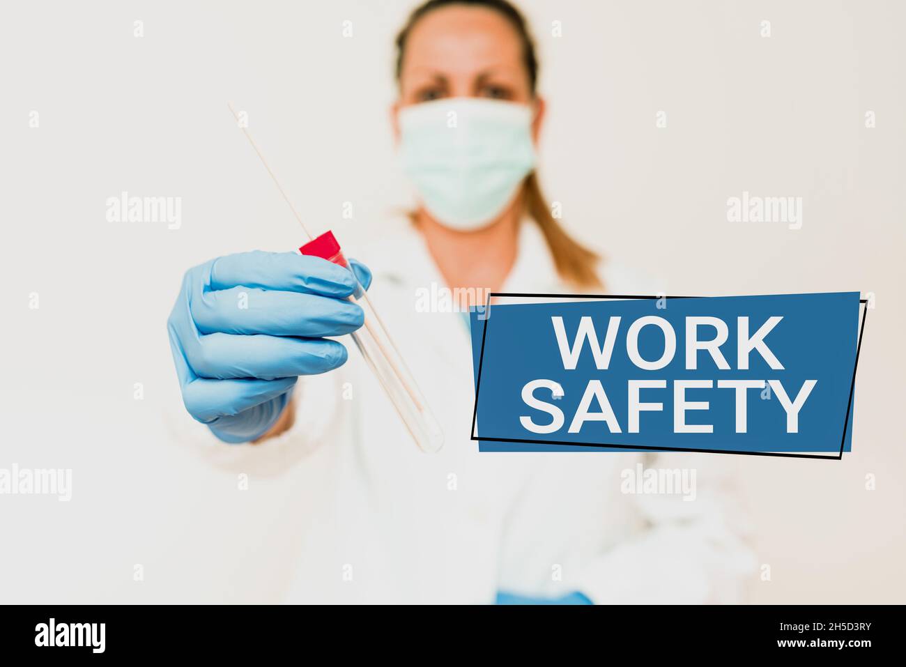 Hand writing sign Work Safety. Word for policies and procedures in place to ensure health of