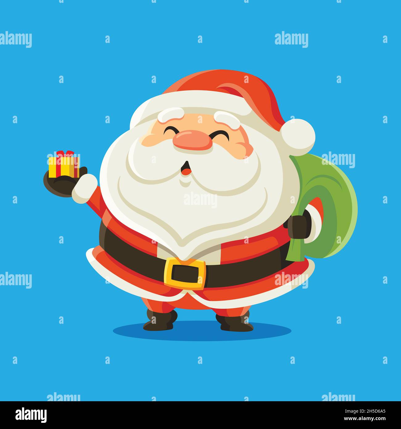 Merry Christmas. Santa Claus holding Christmas gift box present on hand ...