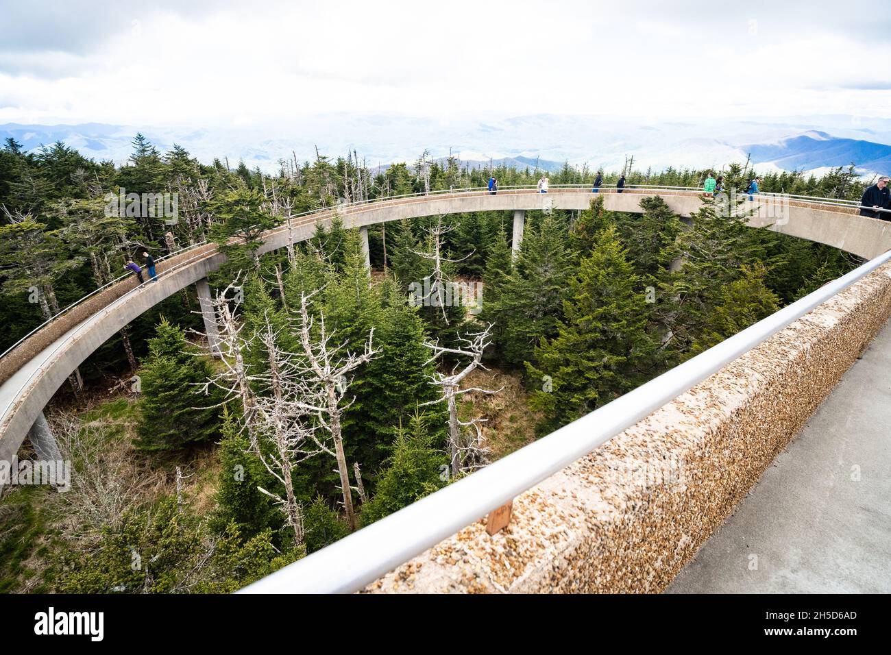 Ramp At Clingmans Dome Observation Tower In Great Smoky Mountains National Park Stock Photo