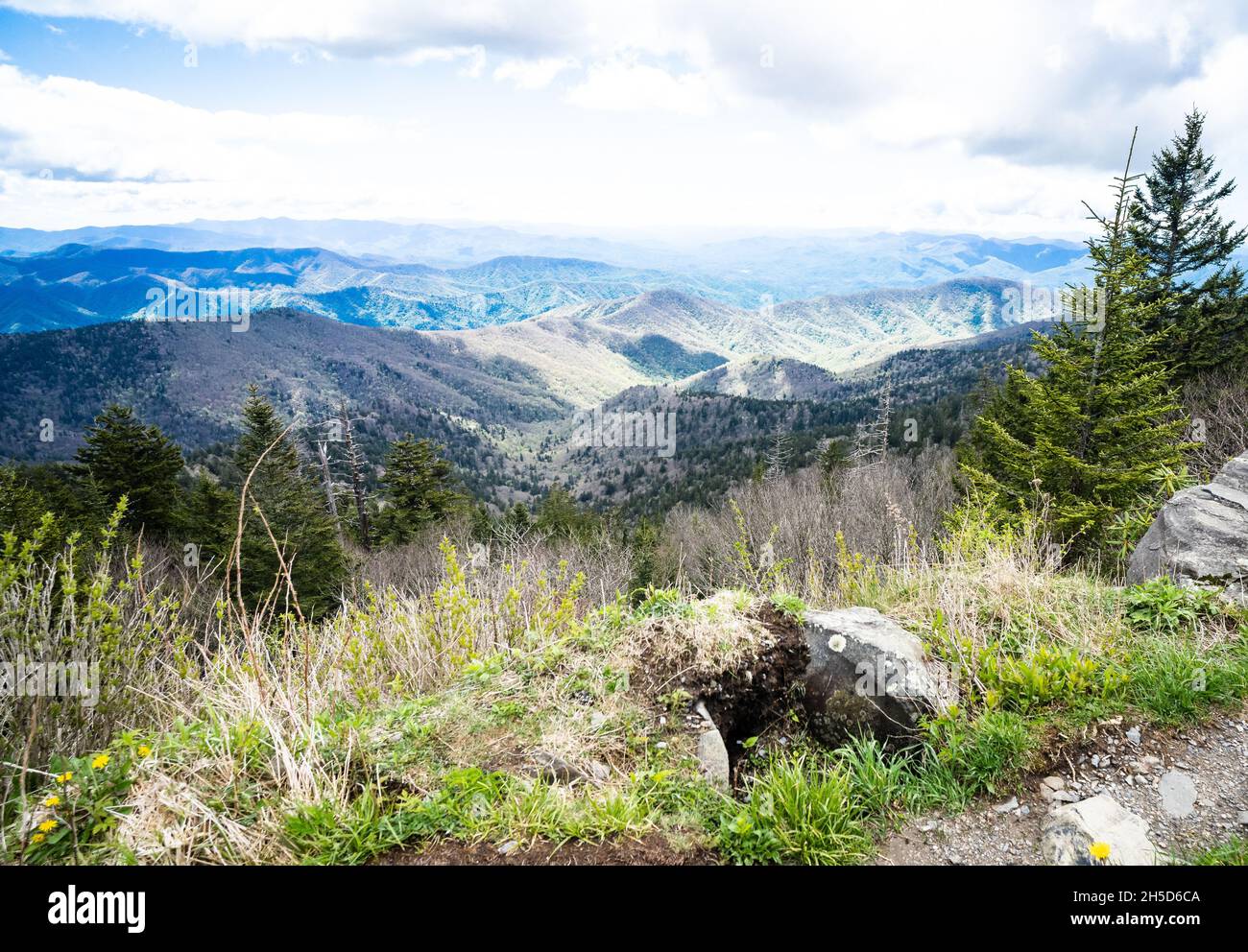A beautiful view in the Great Smoky Mountains from the Clingmans Dome overlook Stock Photo