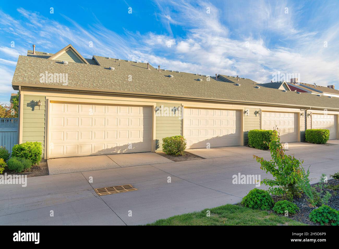Garage exterior of an apartment complex at Daybreak, Utah Stock Photo