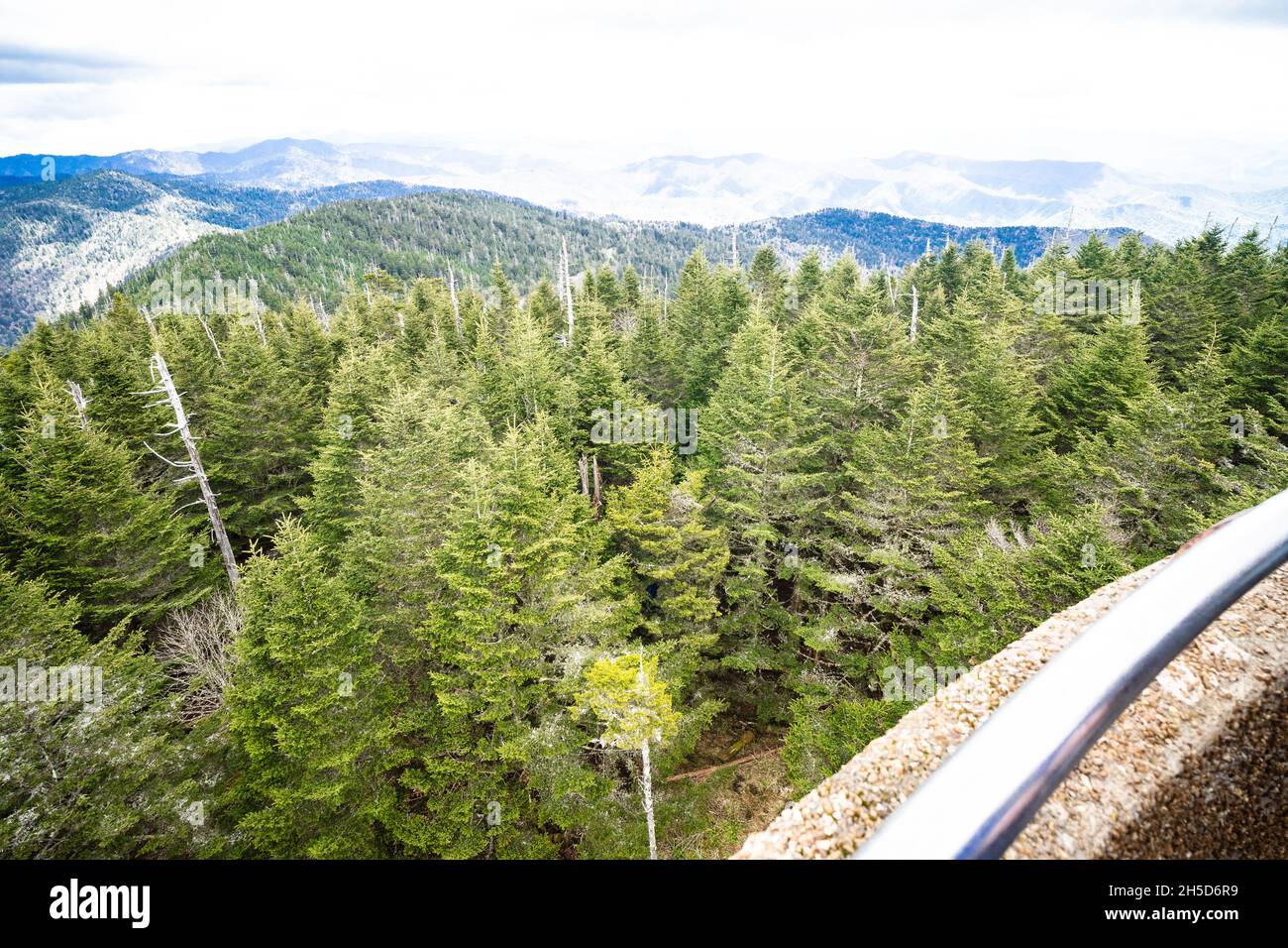 A beautiful view in the Great Smoky Mountains from the Clingmans Dome overlook Stock Photo