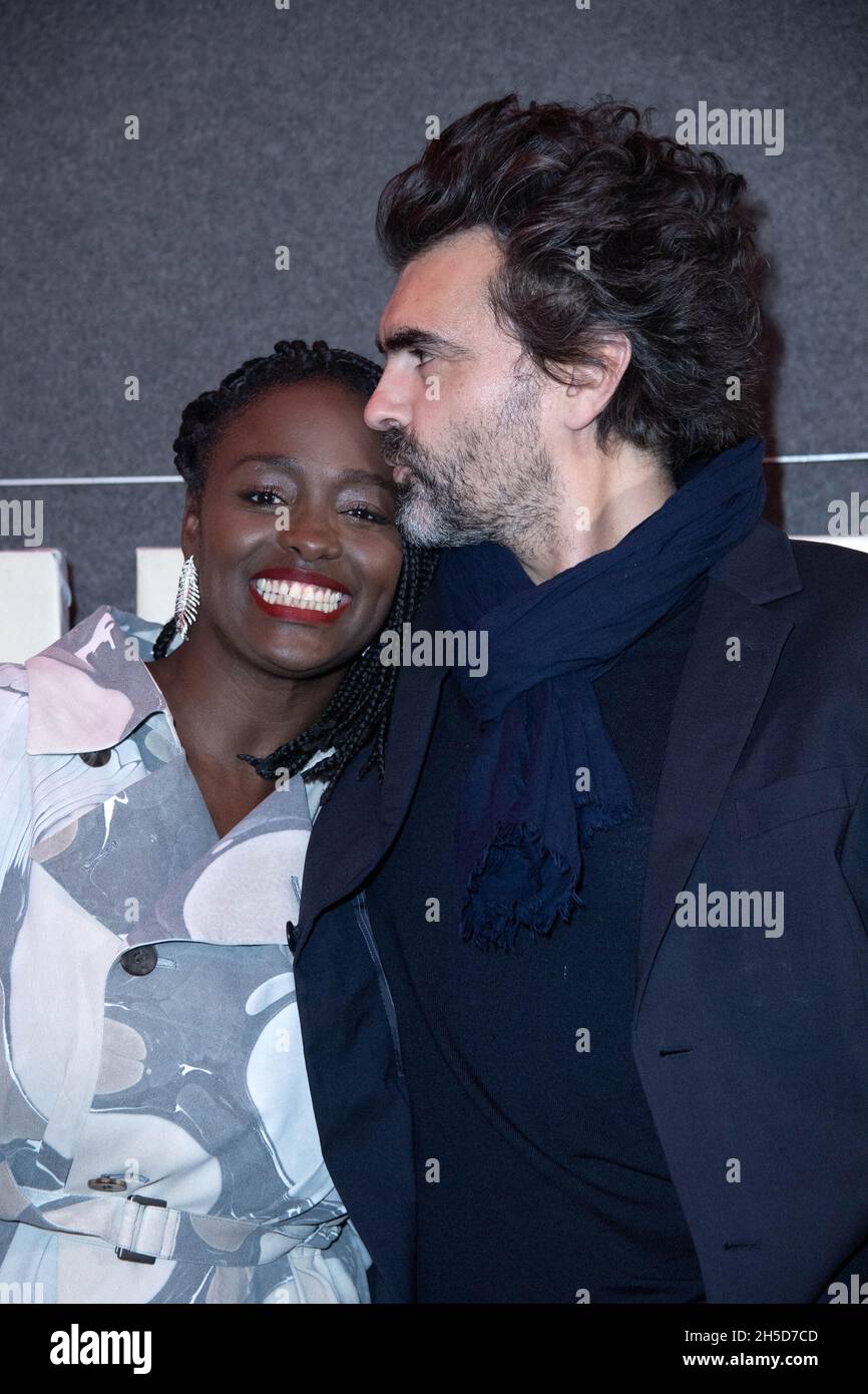 Aissa Maiga and Jerome attending the Marcher Sur L'Eau Premiere at the MK2 Odeon Cinema in Paris, France on November 08, 2021. Photo by Aurore Marechal/ABACAPRESS.COM Stock Photo