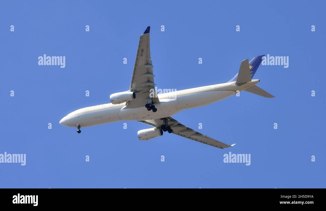 3d rendering low angle of an air plane flying in the sky in the