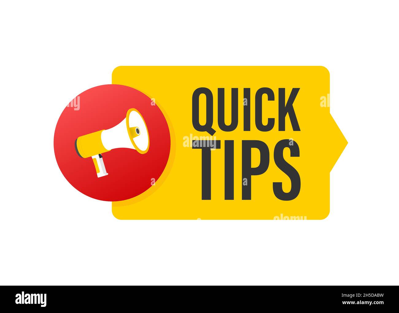 Megaphone Hand, business concept with text quick tips. Stock Vector