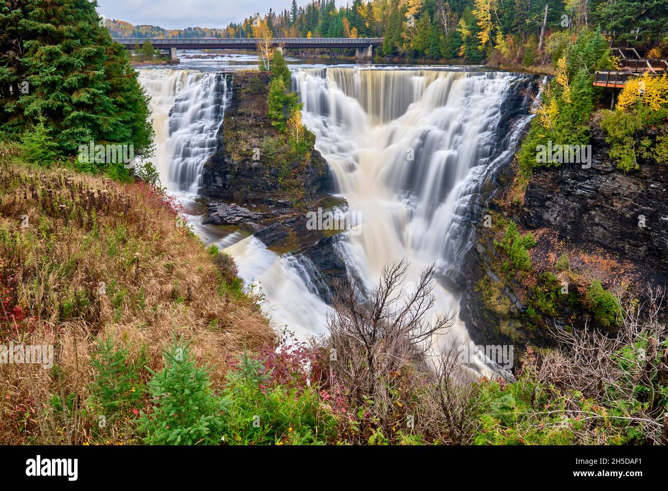 Kakabeka Falls near Thunder Bay Ontario is known as the Niagara of the North. Stock Photo