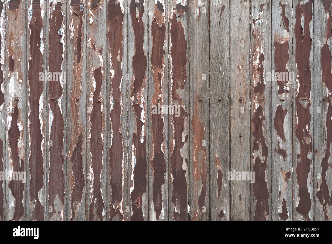 Old wood fence with peeling paint Stock Photo