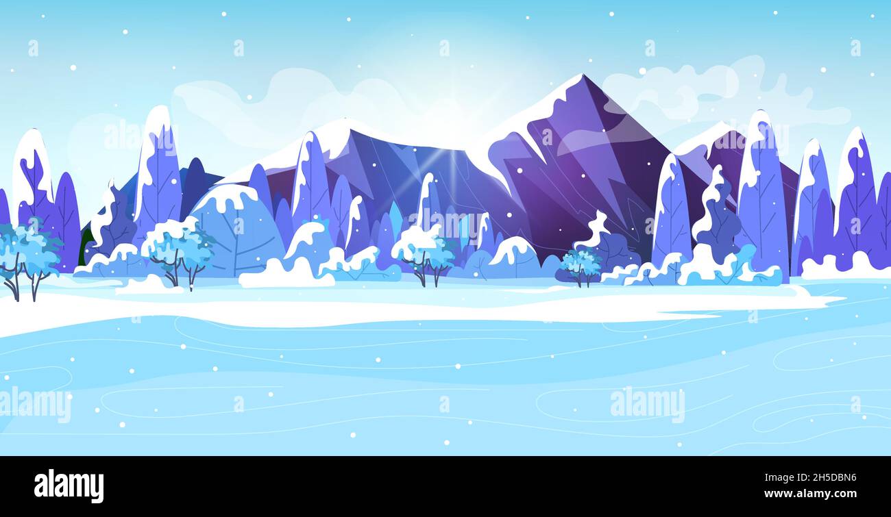 winter mountain snowy landscape background horizontal Stock Vector ...