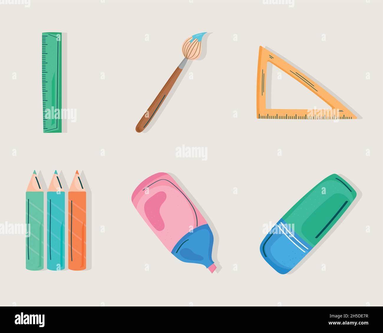 school supplies six icons Stock Vector Image & Art - Alamy