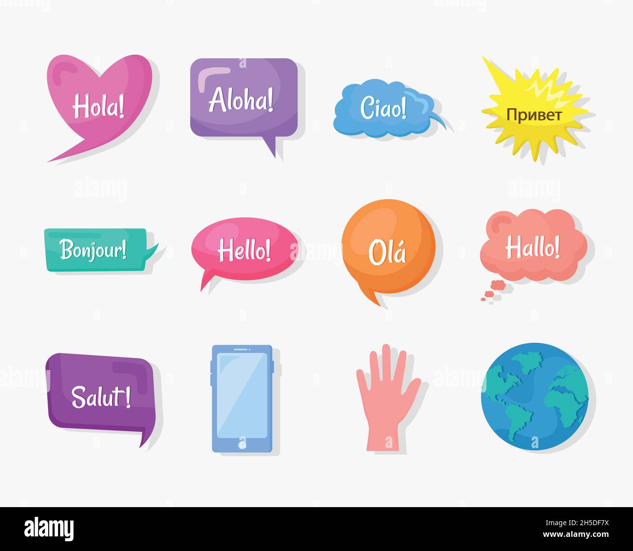 Bonjour ciao hola hello Stock Vector Images - Alamy
