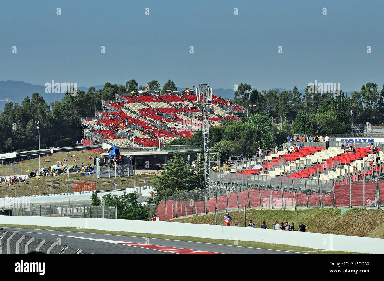Tribunes of the 2015 Catalan Motorcycling Grand Prix at the Barcelona circuit, Nontmelo, Spain Stock Photo