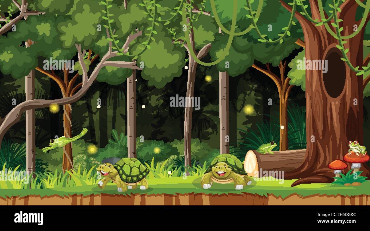 Enchanted forest landscape background illustration Stock Vector Image ...