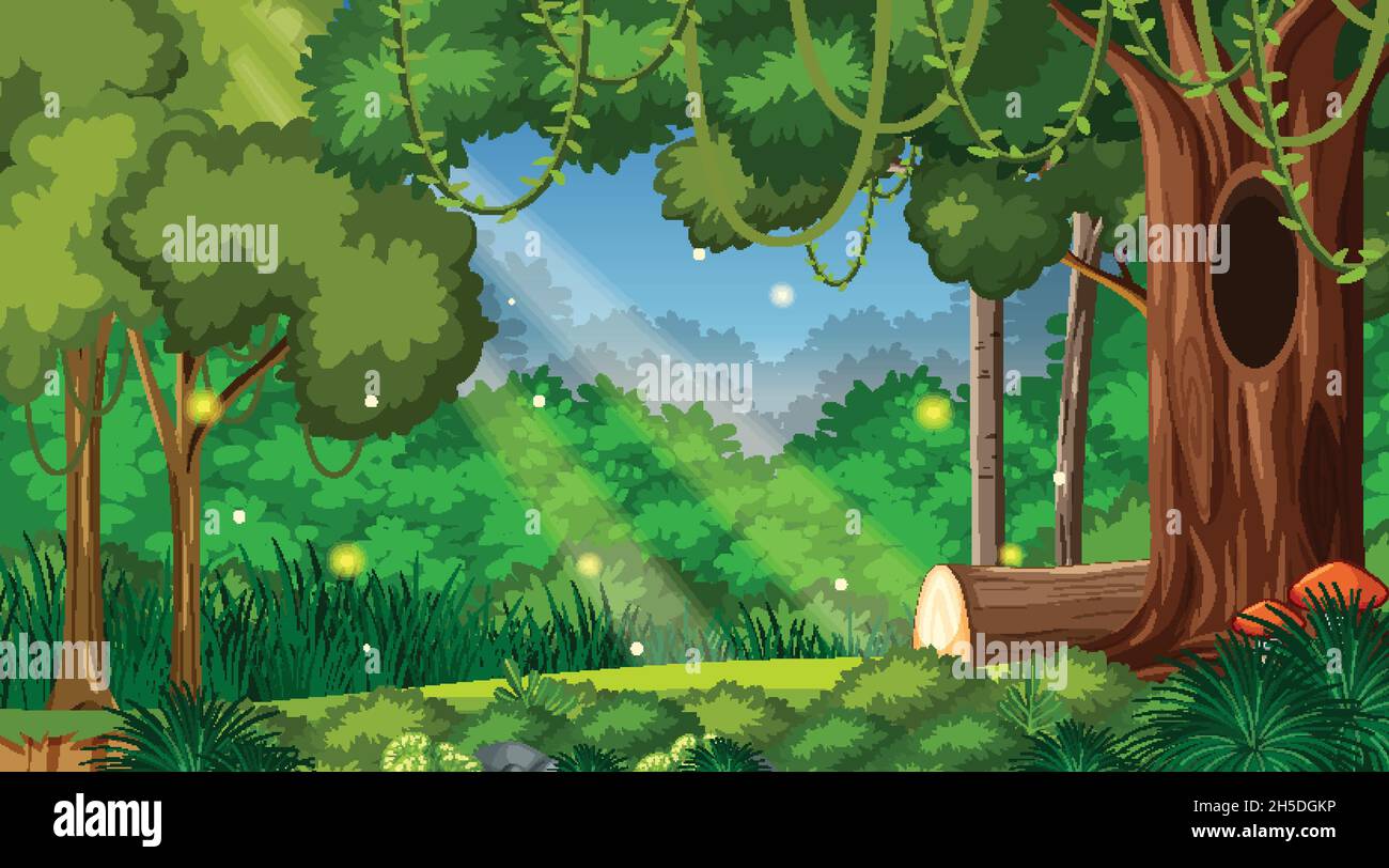 Enchanted forest landscape background illustration Stock Vector Image ...