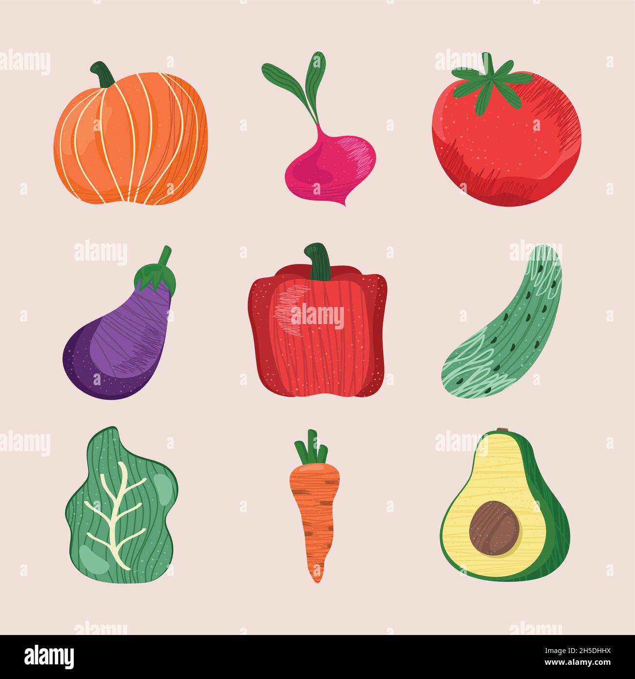 nine fresh vegetables icons Stock Vector Image & Art - Alamy