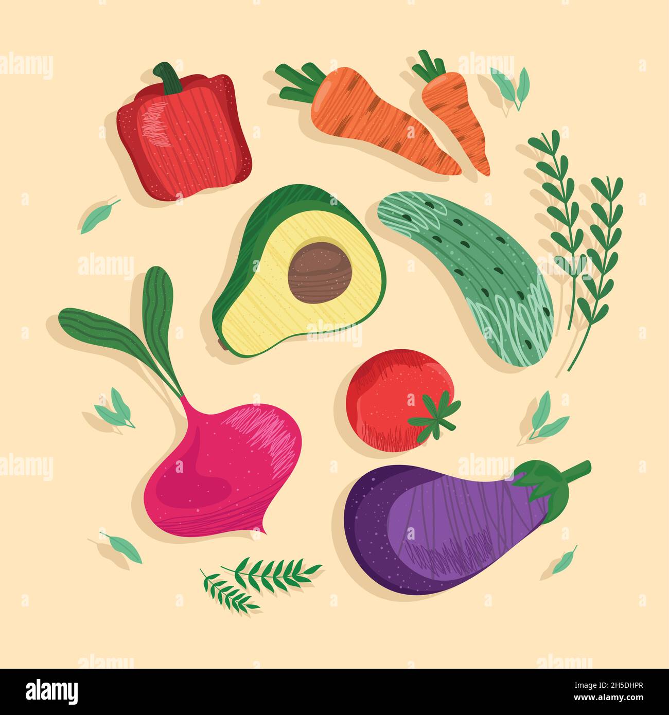 eight fresh vegetables icons Stock Vector Image & Art - Alamy