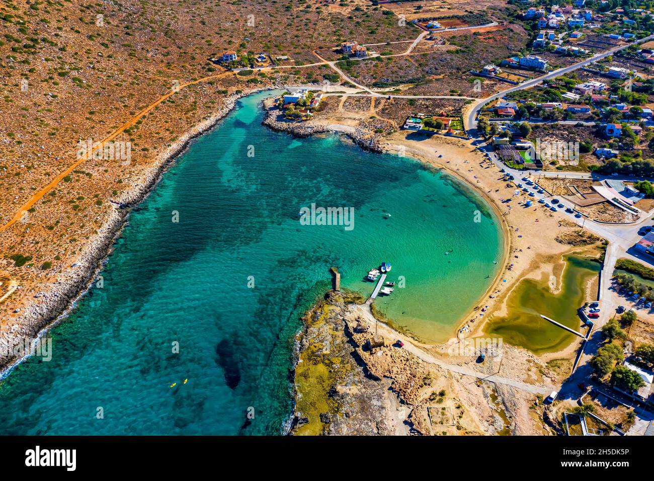 Stavros Beach auf Kreta aus der Luft Aerial view of Stavros Beach in