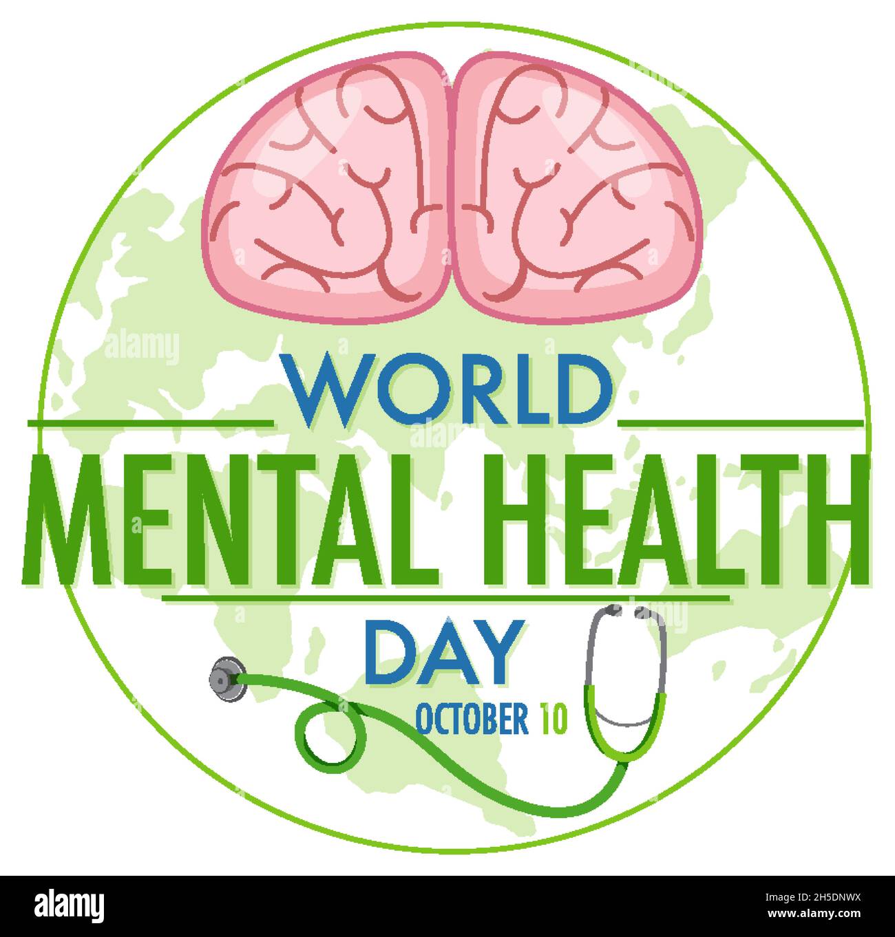 World Mental Health Day banner or logo isolated on white background ...