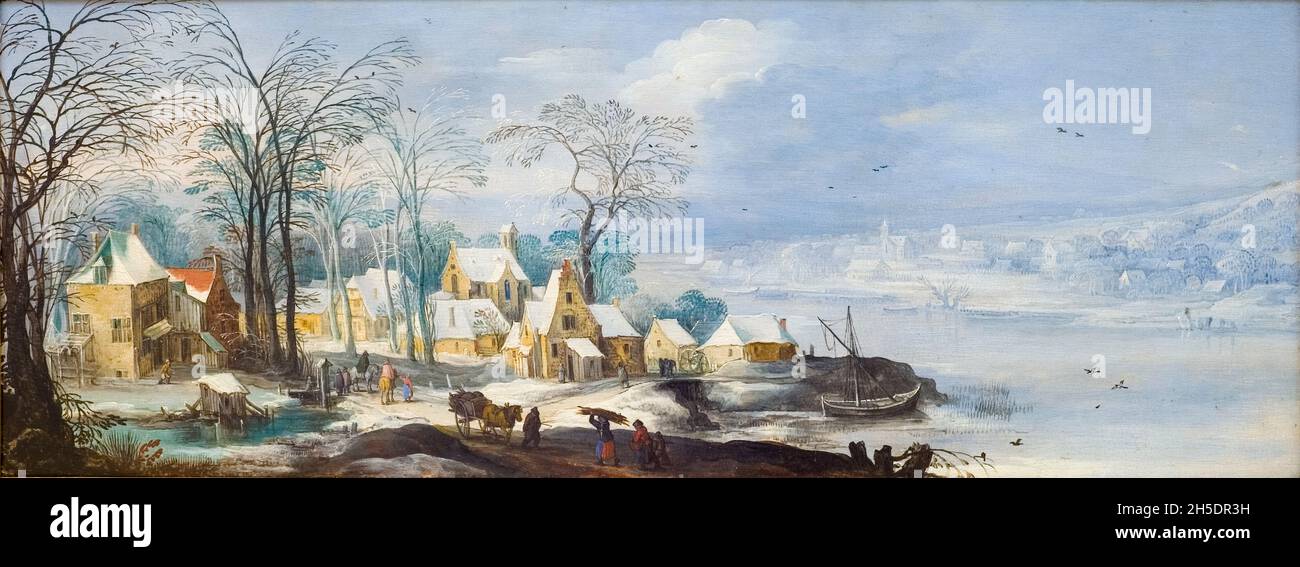 Winter Landscape, painting attributed to Joos de Momper the Younger & Jan Brueghel the Elder, 1596-1625 Stock Photo