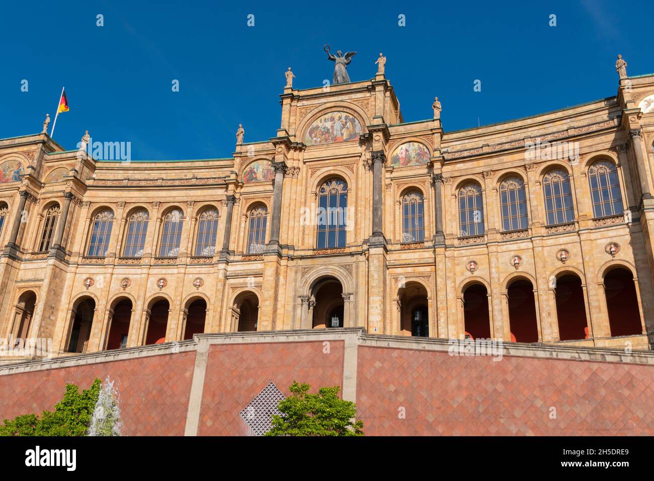 23 May 2019 Munich, Germany - Maximilianeum was built as the home of a gifted students' foundation but since 1949 has housed the Bavarian State Parlia Stock Photo