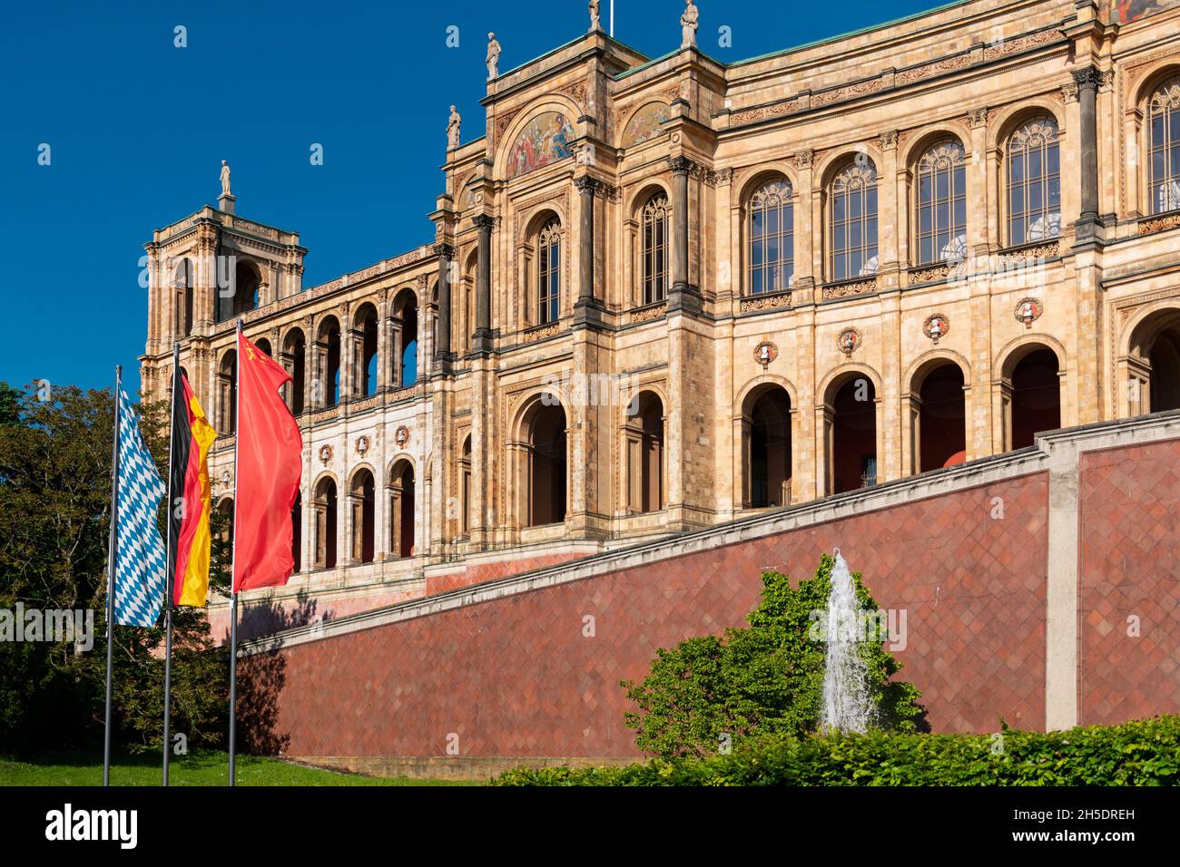 23 May 2019 Munich, Germany - Maximilianeum was built as the home of a gifted students' foundation but since 1949 has housed the Bavarian State Parlia Stock Photo