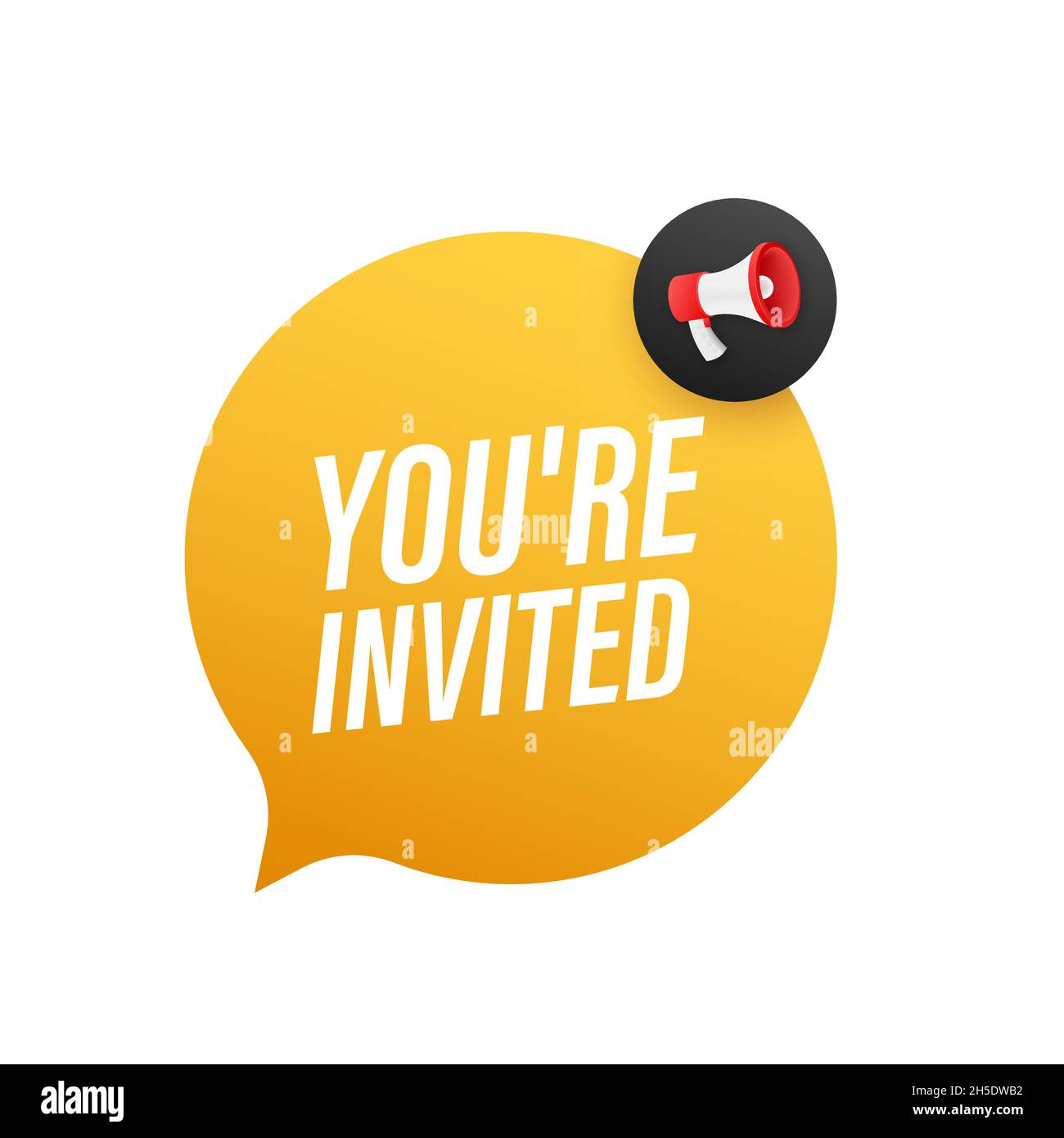 Megaphone banner, business concept with text You re invited. Vector