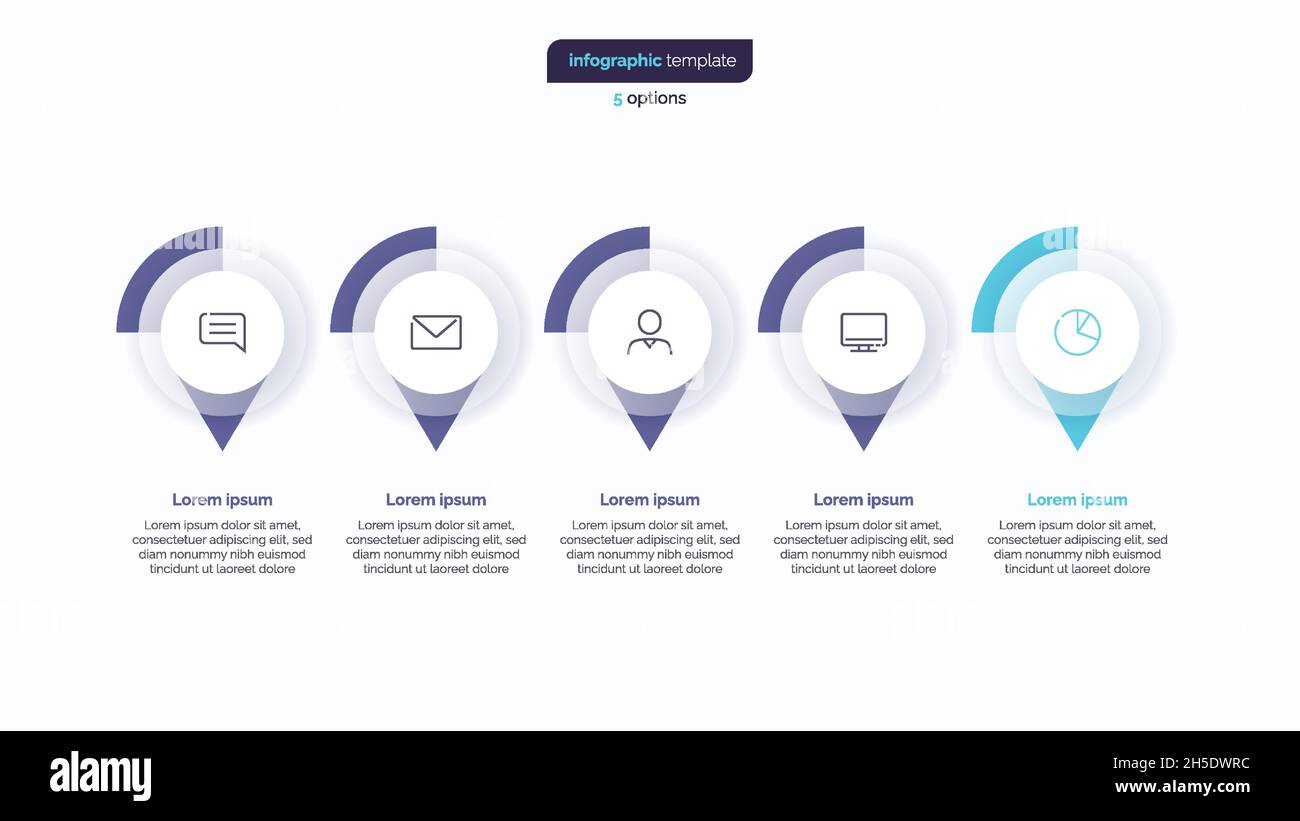Five step business infographic design template. Vector illustration Stock Vector