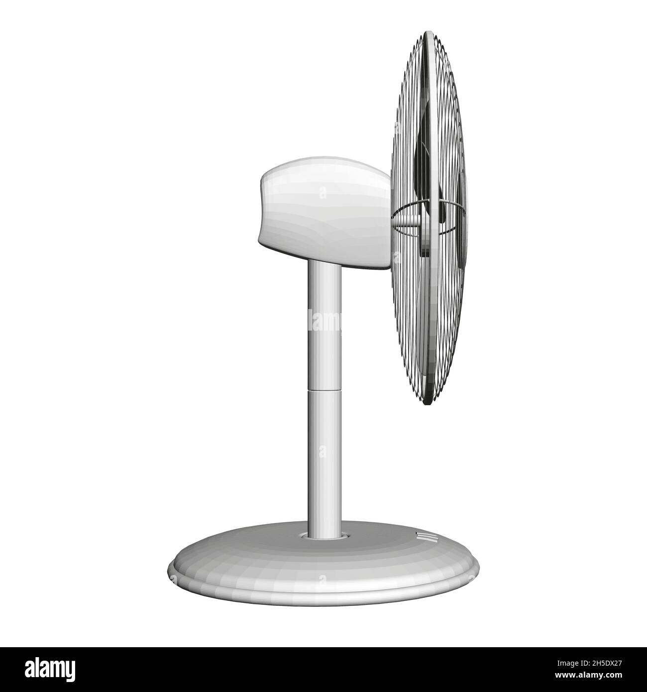 Desktop cooling fan isolated on a white background. Side view. 3D