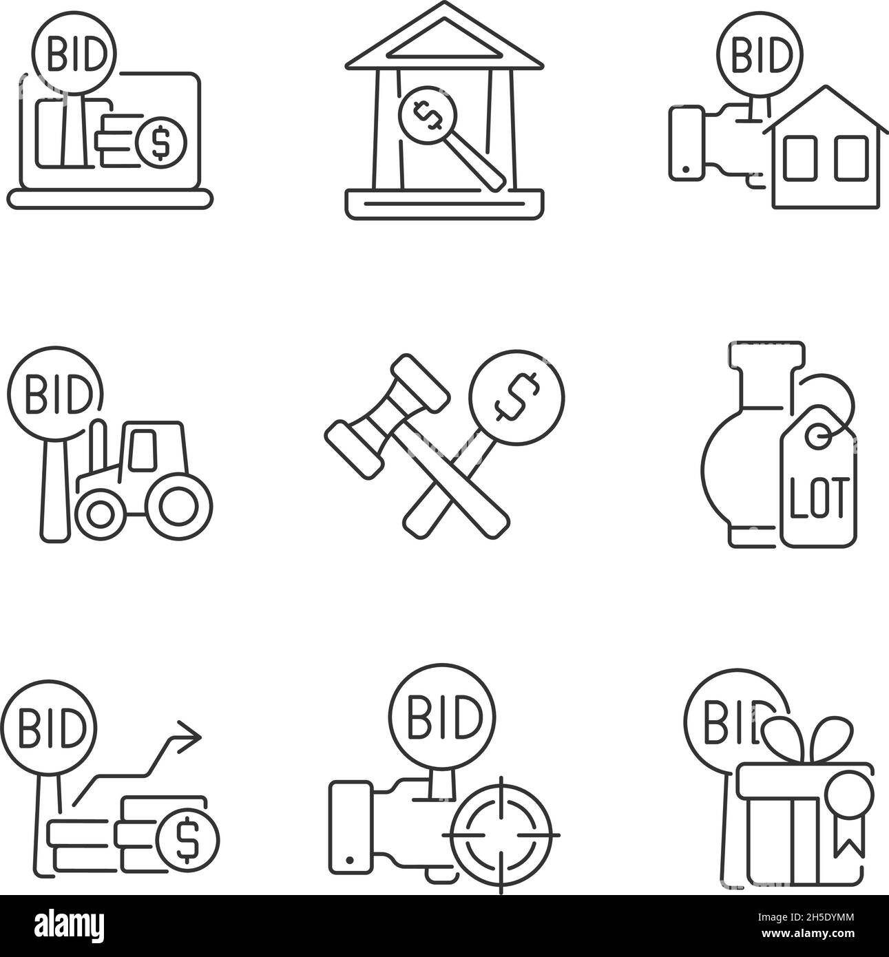 Types of bargaining linear icons set Stock Vector Image & Art - Alamy