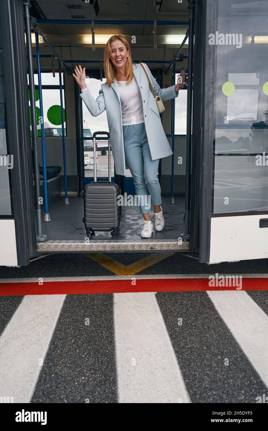 Posing smiling with passenger hi-res stock photography and images - Alamy
