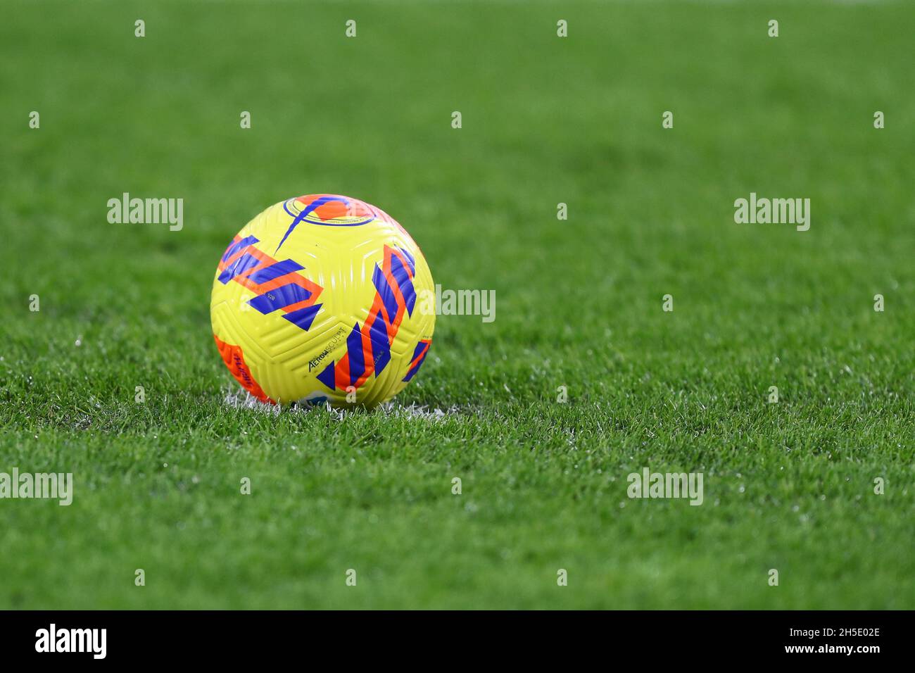 The new Nike flight winter Serie A ball is seen prior to  the Serie A match between Juventus Fc and Acf Fiorentina . Stock Photo