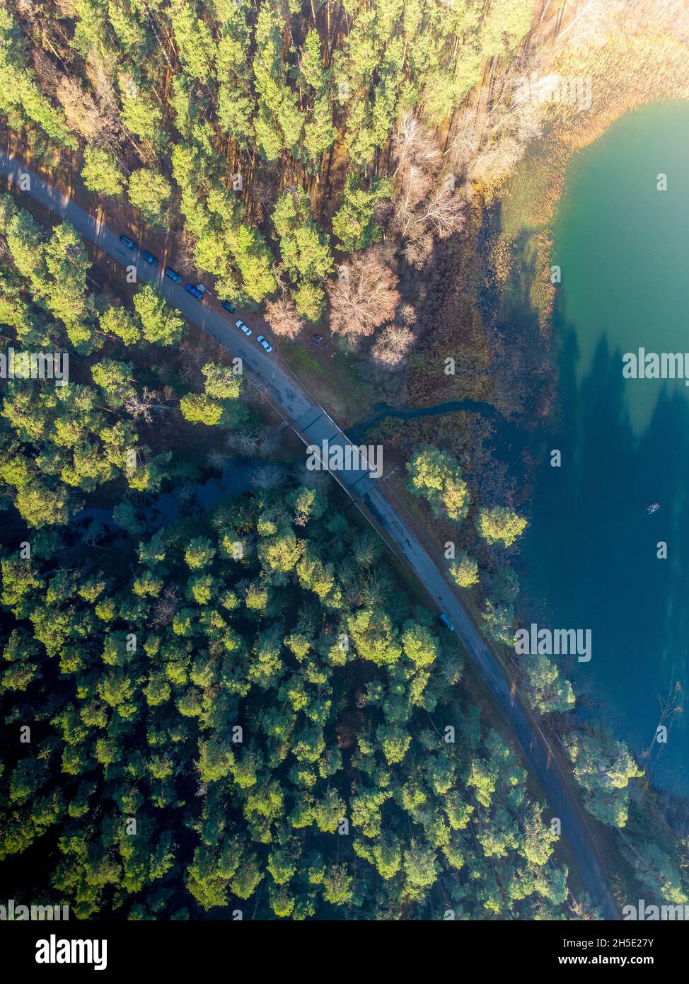 Clear and turquoise lake near Trakai, Lithuania Stock Photo