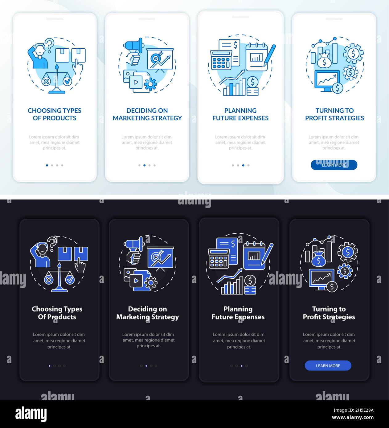 Business structures onboarding mobile app page screen Stock Vector ...