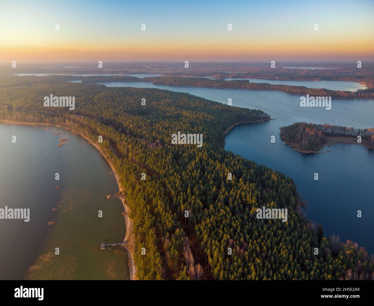 Sunset over the lakes of Aukštaitija Stock Photo