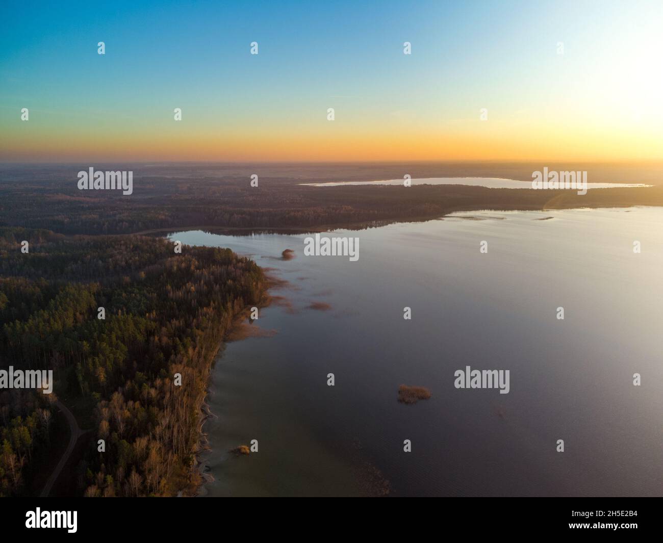 Sunset over the lakes of Aukštaitija Stock Photo