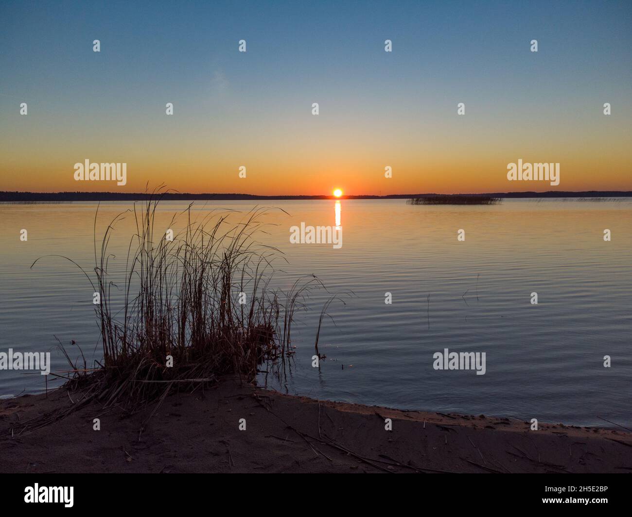 Sunset over the lakes of Aukštaitija Stock Photo