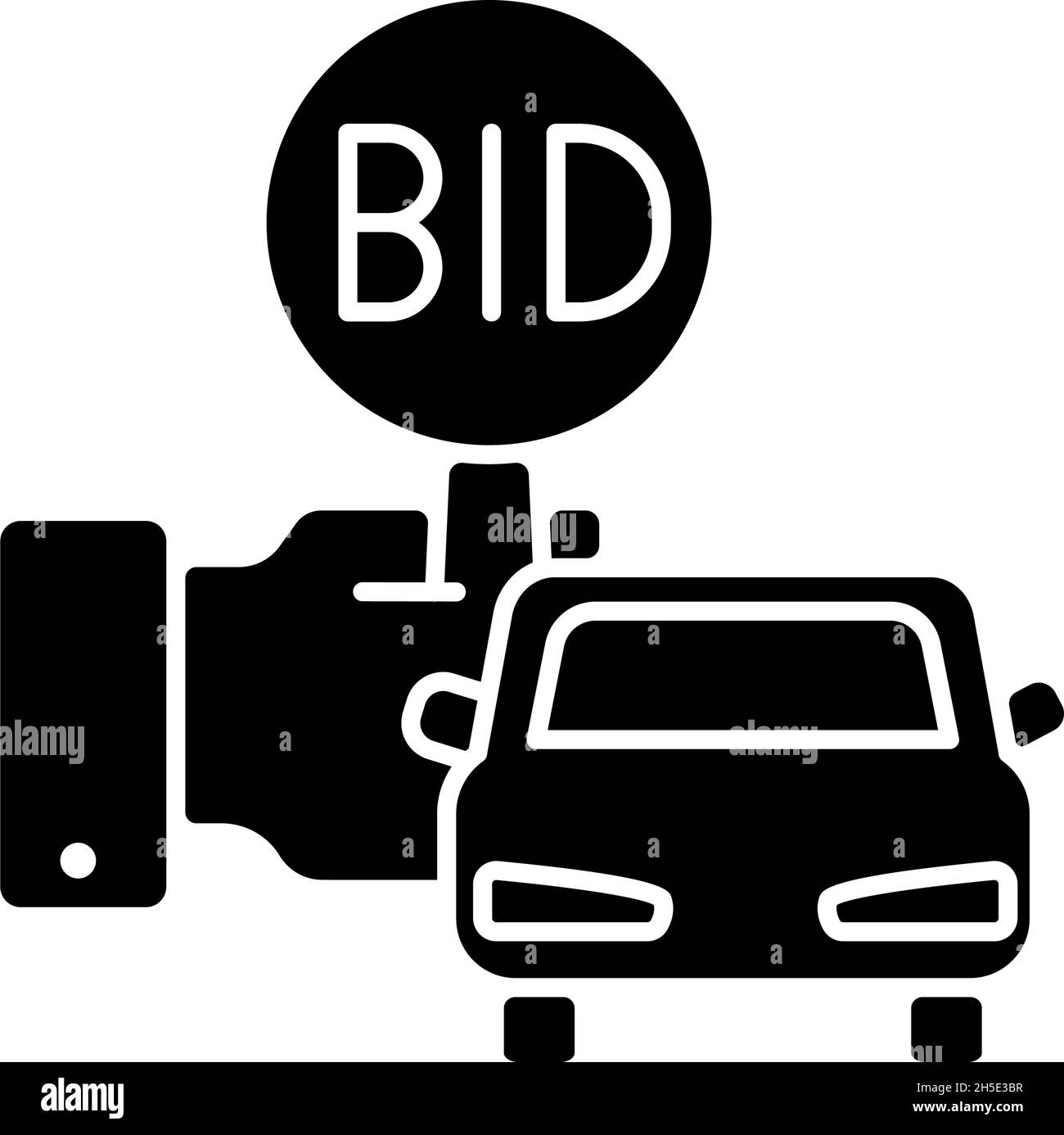 Vehicle auction black glyph icon Stock Vector