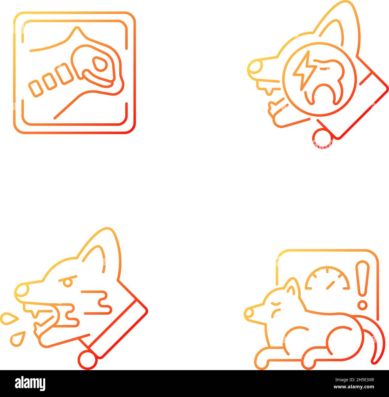 Pet treatment gradient linear vector icons set Stock Vector