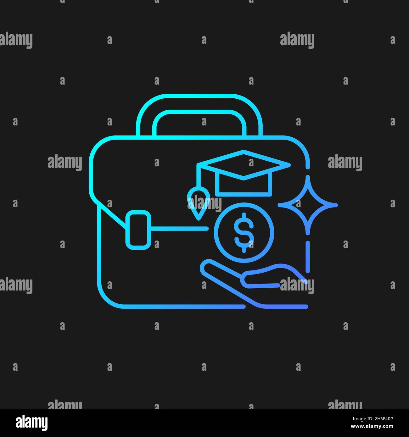Grants for employee training gradient vector icon for dark theme Stock Vector